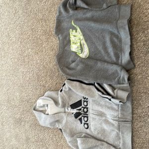 Adidas Hoodie and Nike sweatshirt.